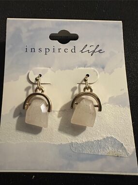 Inspire Rose Quartz Gold-Tone Drop Earrings
#120